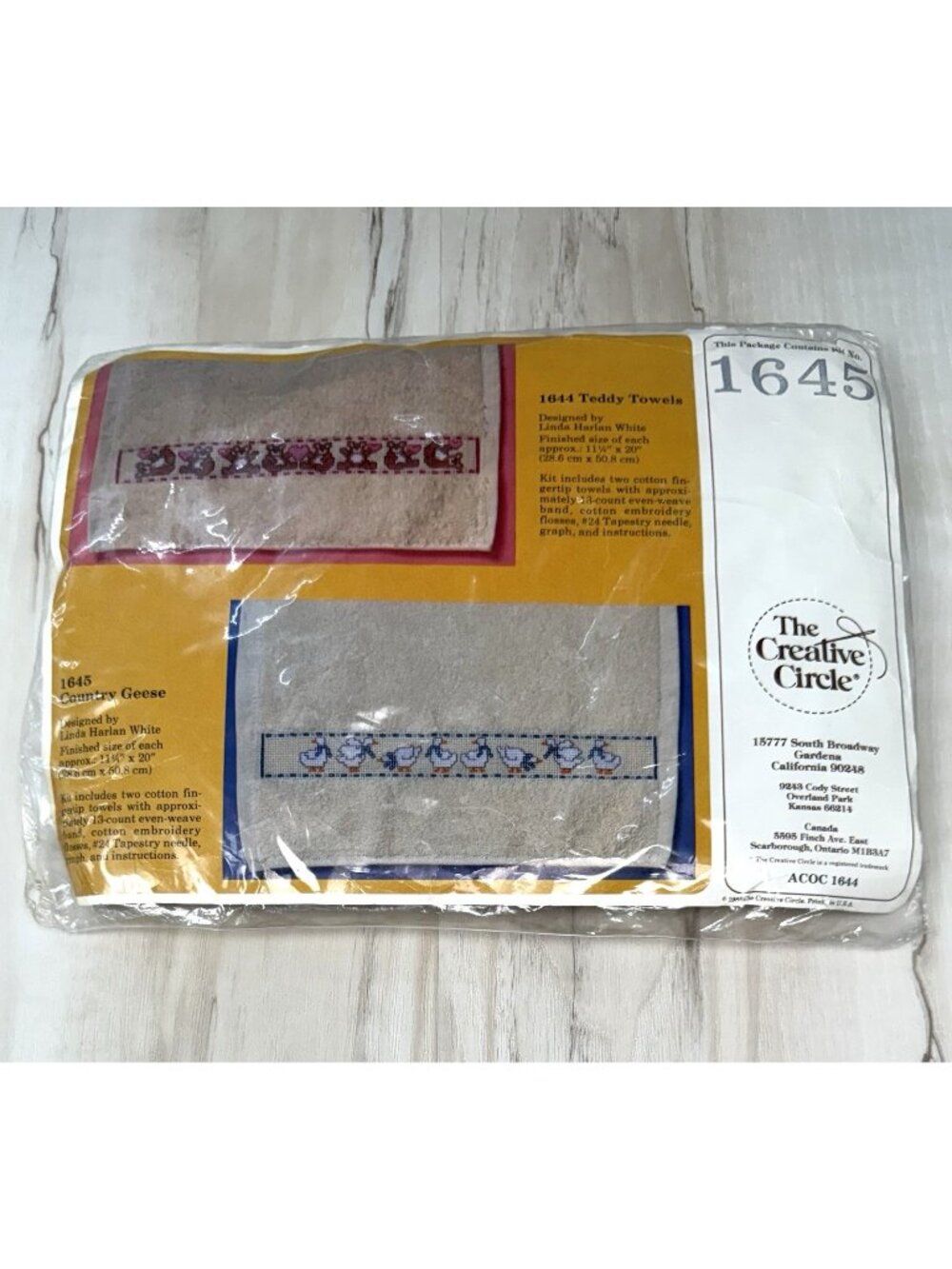 THE CREATIVE CIRCLE Cross Stitch Fingertip Towel Kit 1645 Country Geese NIP NEW